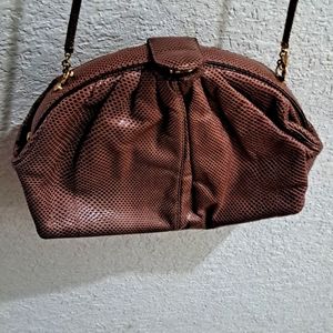 Judith Lieber Brown Karung Crossbody Bag